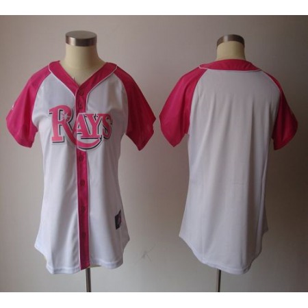 Rays Blank White/Pink Women's Splash Fashion Stitched MLB Jersey