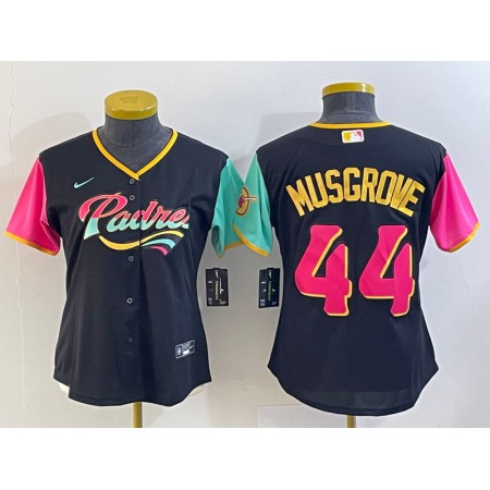 Women's San Diego Padres #44 Joe Musgrove Black City Connect Stitched Baseball Jersey(Run Small)