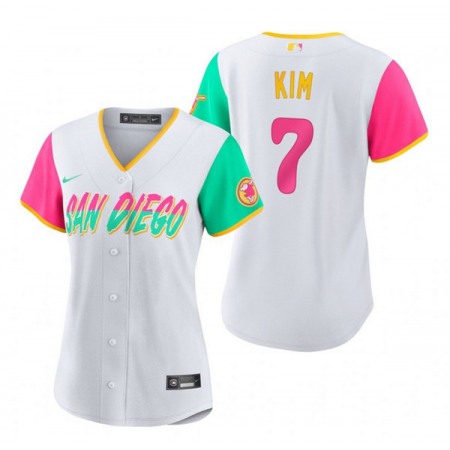 Women's San Diego Padres #7 Ha Seong Kim 2022 White City Connect Cool Base Stitched Baseball Jersey(Run Small)
