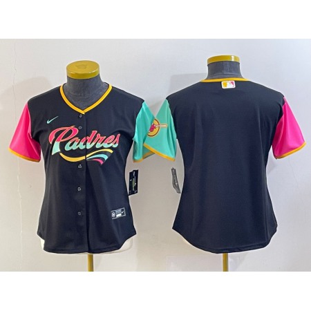 Women's San Diego Padres Blank Black City Connect Stitched Baseball Jersey(Run Small)