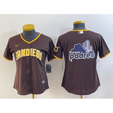 Women's San Diego Padres Brown Team Big Logo Stitched Baseball Jersey(Run Small)