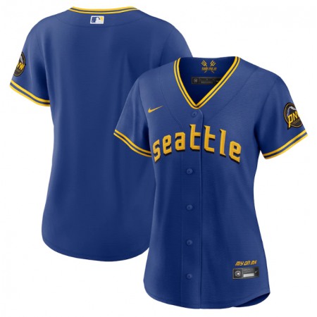 Women's Seattle Mariners Blank Royal 2023 City Connect Stitched Baseball Jersey(Run Small)