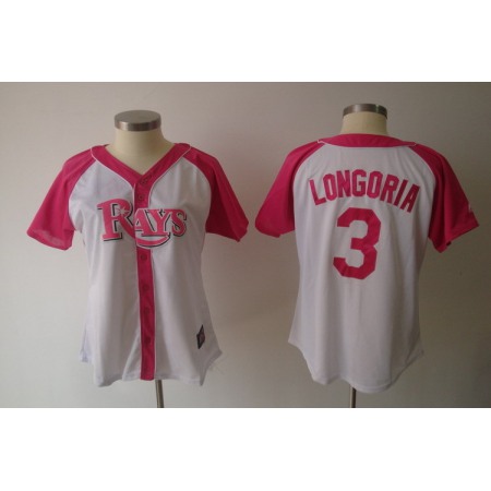 Women's Tampa Bay Rays #3 Evan Longoria White Splash Fashion Stitched MLB Jersey