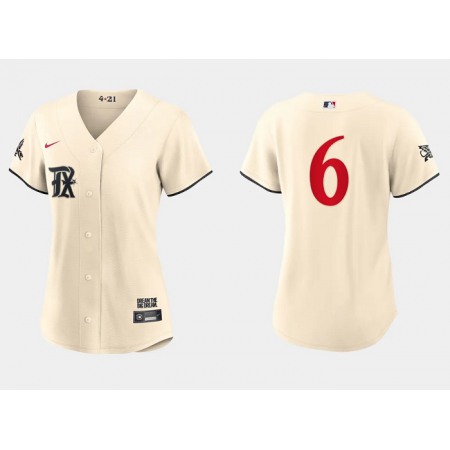 Women's Texas Rangers #6 Josh Jung Cream 2023 City Connect Stitched Baseball Jersey(Run Small)