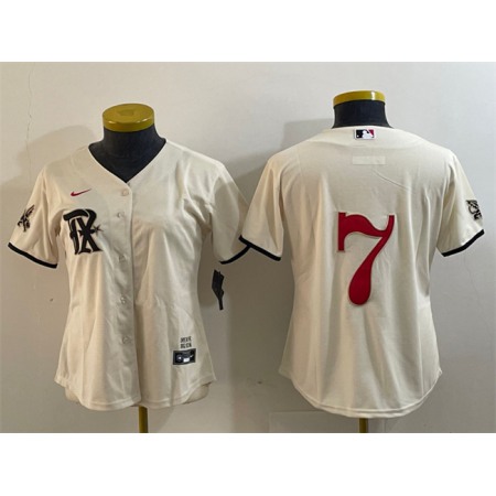 Women's Texas Rangers #7 ivan Rodriguez Cream City Connect Stitched Baseball Jersey(Run Small)