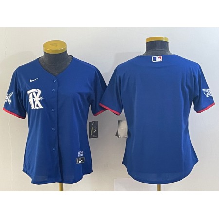 Women's Texas Rangers Blank Royal 2023 City Connect Stitched Baseball Jersey(Run Small)