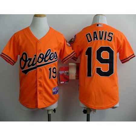 Orioles #19 Chris Davis Orange Cool Base Stitched Youth MLB Jersey