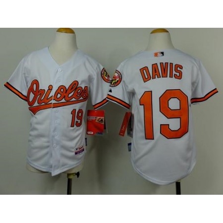 Orioles #19 Chris Davis White Cool Base Stitched Youth MLB Jersey