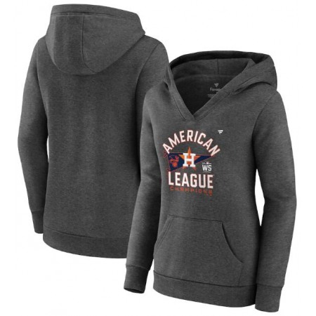 Women's Houston Astros 2021 Heathered Charcoal National League Champions Locker Room Pullover Hoodie(Run Small)
