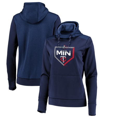 Women's Minnesota Twins Majestic Navy 2019 Postseason Dugout Pullover Hoodie(Run Small)