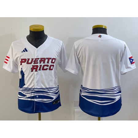 Women's Puerto Rico Baseball Blank 2023 White World Baseball Classic Stitched Jersey(Run Small)