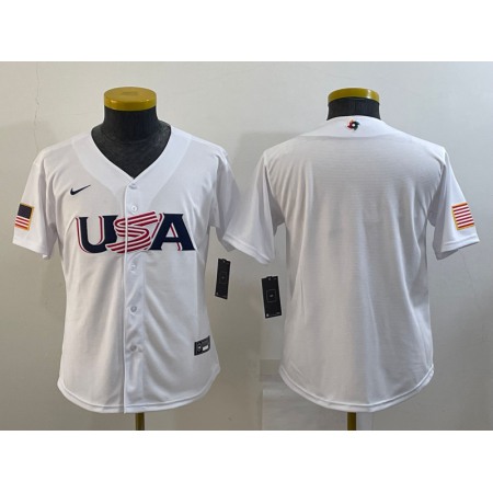 Women's USA Baseball Blank 2023 White World Baseball Classic Stitched Jersey(Run Small)