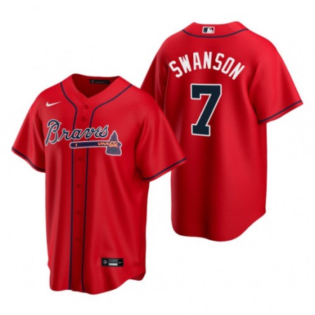 Youth Atlanta Braves #7 Dansby Swanson Red Cool Base Stitched Jersey
