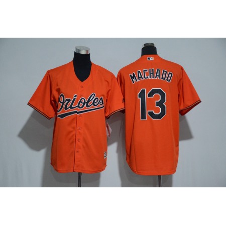 Youth Baltimore Orioles #13 Manny Machado Orange Alternate Cool Base Player Stitched MLB Jersey