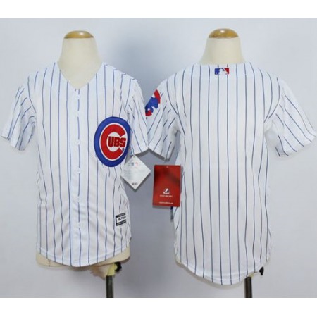 Cubs Blank White(Blue Strip) Cool Base Stitched Youth MLB Jersey
