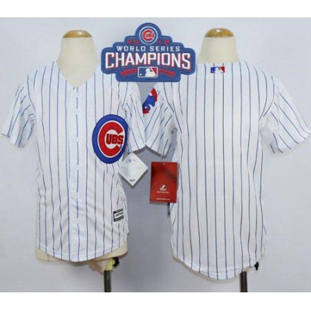 Cubs Blank White Home 2016 World Series Champions Stitched Youth MLB Jersey