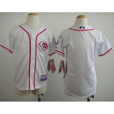 Reds Blank White Cool Base Stitched Youth MLB Jersey