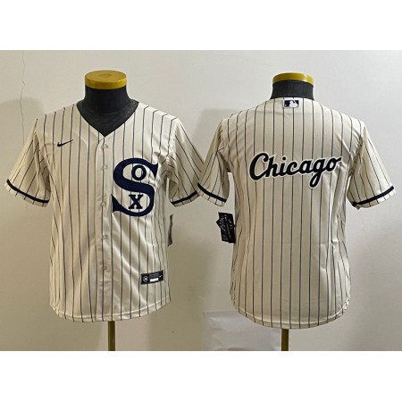 Youth Chicago White Sox Cream Team Big Logo Stitched Jersey 02