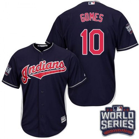 indians #10 Yan Gomes Navy Blue Alternate 2016 World Series Bound Stitched Youth MLB Jersey