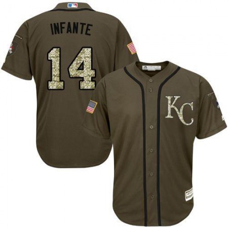 Royals #14 Omar infante Green Salute to Service Stitched Youth MLB Jersey