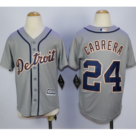 Tigers #24 Miguel Cabrera Grey Cool Base Stitched Youth MLB Jersey