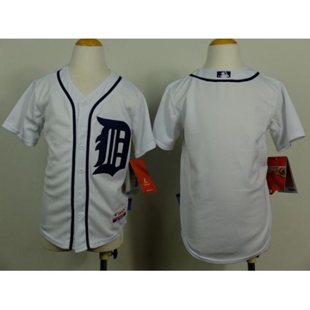 Tigers Blank White Cool Base Stitched Youth MLB Jersey