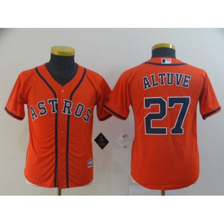 Youth Houston Astros #27 Jose Altuve Orange Cool Base Player Stitched MLB Jersey