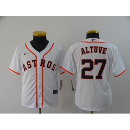 Youth Houston Astros #27 Jose Altuve White Cool Base Stitched MLB Jersey
