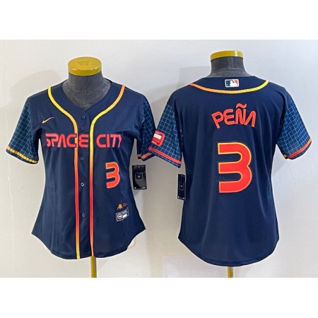 Youth Houston Astros #3 Jeremy Pena 2022 Navy City Connect With Patch Stitched Jersey