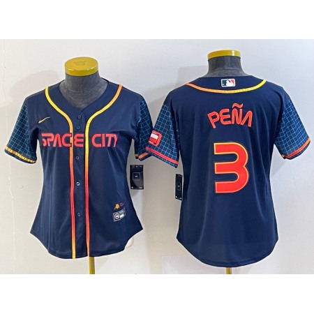 Youth Houston Astros #3 Jeremy Pena Navy 2022 World Series Champions City Connect Stitched BaseballJersey