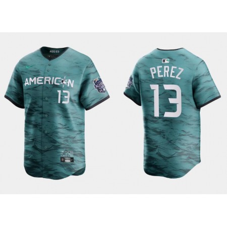 Youth Kansas City Royals #13 Salvador Perez Teal 2023 All-star Stitched Baseball Jersey