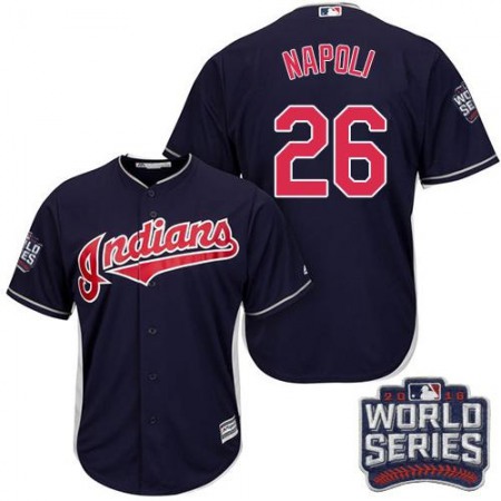 indians #26 Mike Napoli Navy Blue Alternate 2016 World Series Bound Stitched Youth MLB Jersey