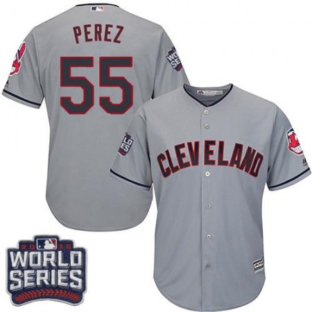 indians #55 Roberto Perez Grey Road 2016 World Series Bound Stitched Youth MLB Jersey