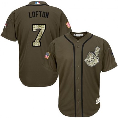 indians #7 Kenny Lofton Green Salute to Service Stitched Youth MLB Jersey