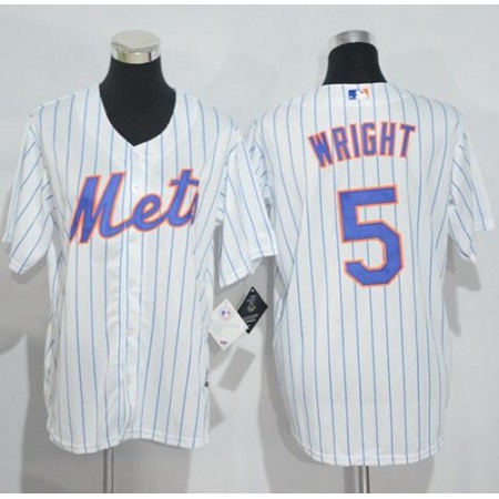 Mets #5 David Wright White(Blue Strip) Home Cool Base Stitched Youth MLB Jersey