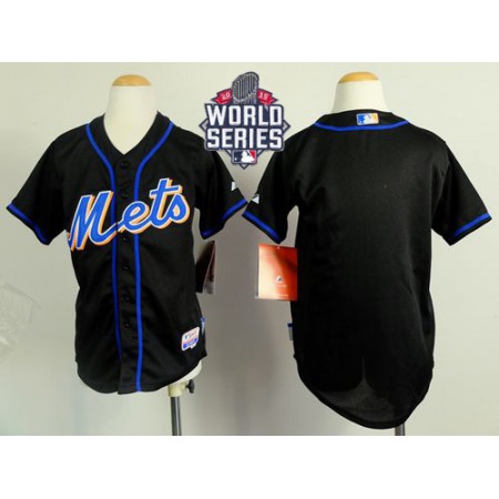 Mets Blank Black Cool Base W/2015 World Series Patch Stitched Youth MLB Jersey