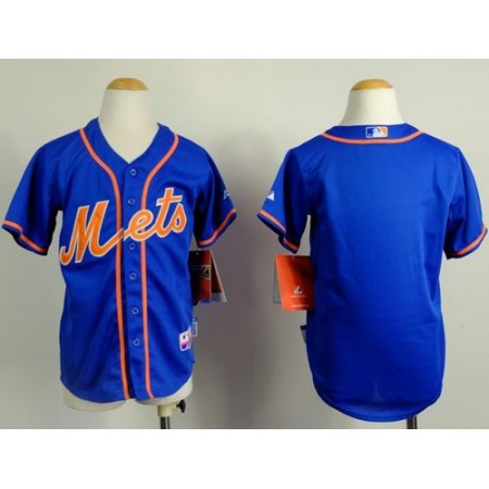 Mets Blank Blue Alternate Home Cool Base Stitched Youth MLB Jersey