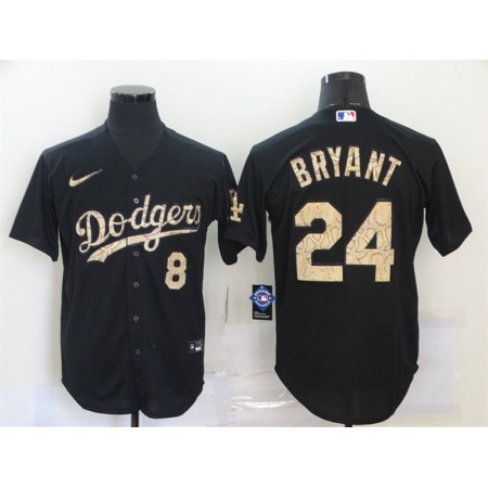 Youth Los Angeles Dodgers Front #8 Back #24 Kobe Bryant With KB Patch Black Cool Base Stitched MLB Jersey