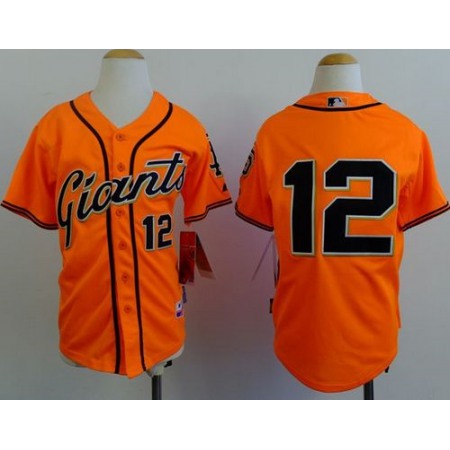 Giants #12 Joe Panik Orange Alternate Stitched Youth MLB Jersey