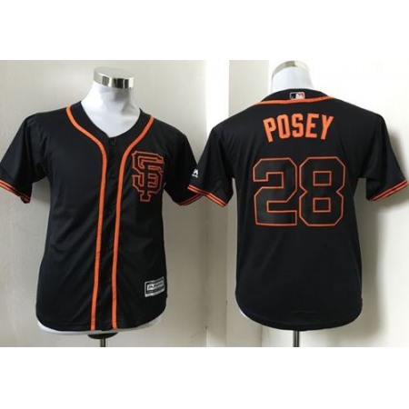 Giants #28 Buster Posey Black Alternate Stitched Youth MLB Jersey