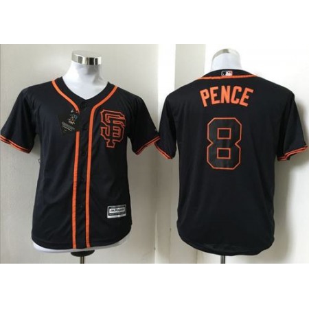 Giants #8 Hunter Pence Black Alternate Stitched Youth MLB Jersey