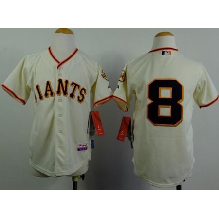 Giants #8 Hunter Pence Cream Stitched Youth MLB Jersey