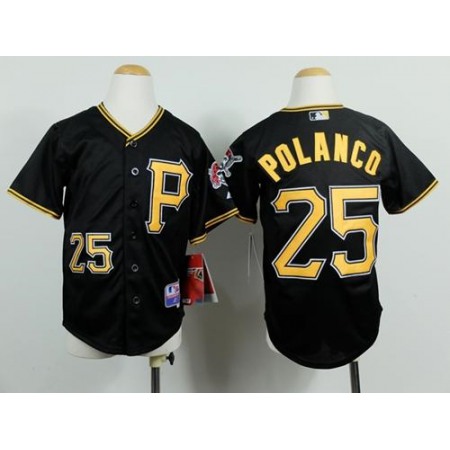 Pirates #25 Gregory Polanco Black Cool Base Stitched Youth MLB Jersey
