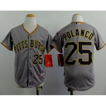 Pirates #25 Gregory Polanco Grey Cool Base Stitched Youth MLB Jersey