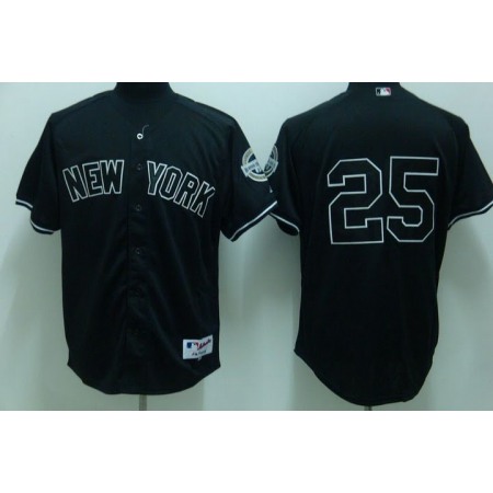 Yankees #25 Mark Teixeira Stitched Black Youth MLB Jersey