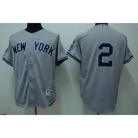 Yankees #2 Derek Jeter Stitched Grey Youth MLB Jersey