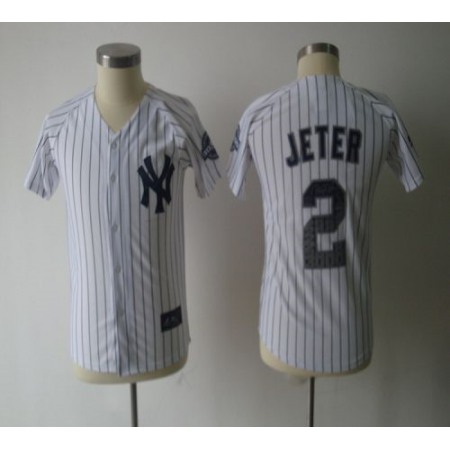 Yankees #2 Derek Jeter White Stitched Special Edition w/3000 Hits Patch Youth MLB Jersey