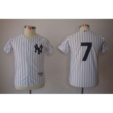 Yankees #7 Mickey Mantle Stitched White Youth MLB Jersey