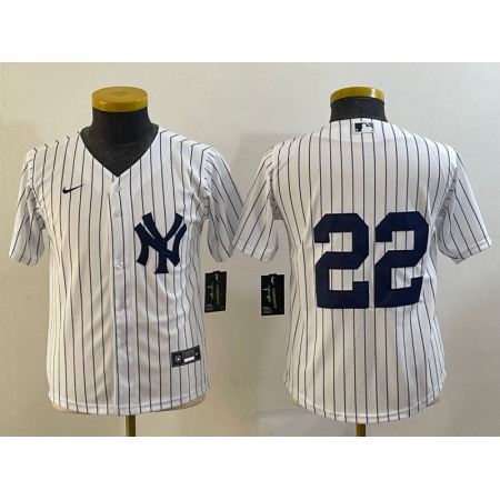Youth New York Yankees #22 Harrison Bader White Cool Base Stitched Baseball Jersey
