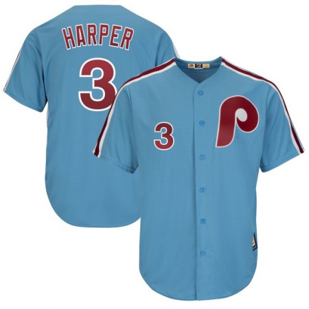 Youth Philadelphia Phillies #3 Bryce Harper Blue Throwback Stitched MLB Jersey